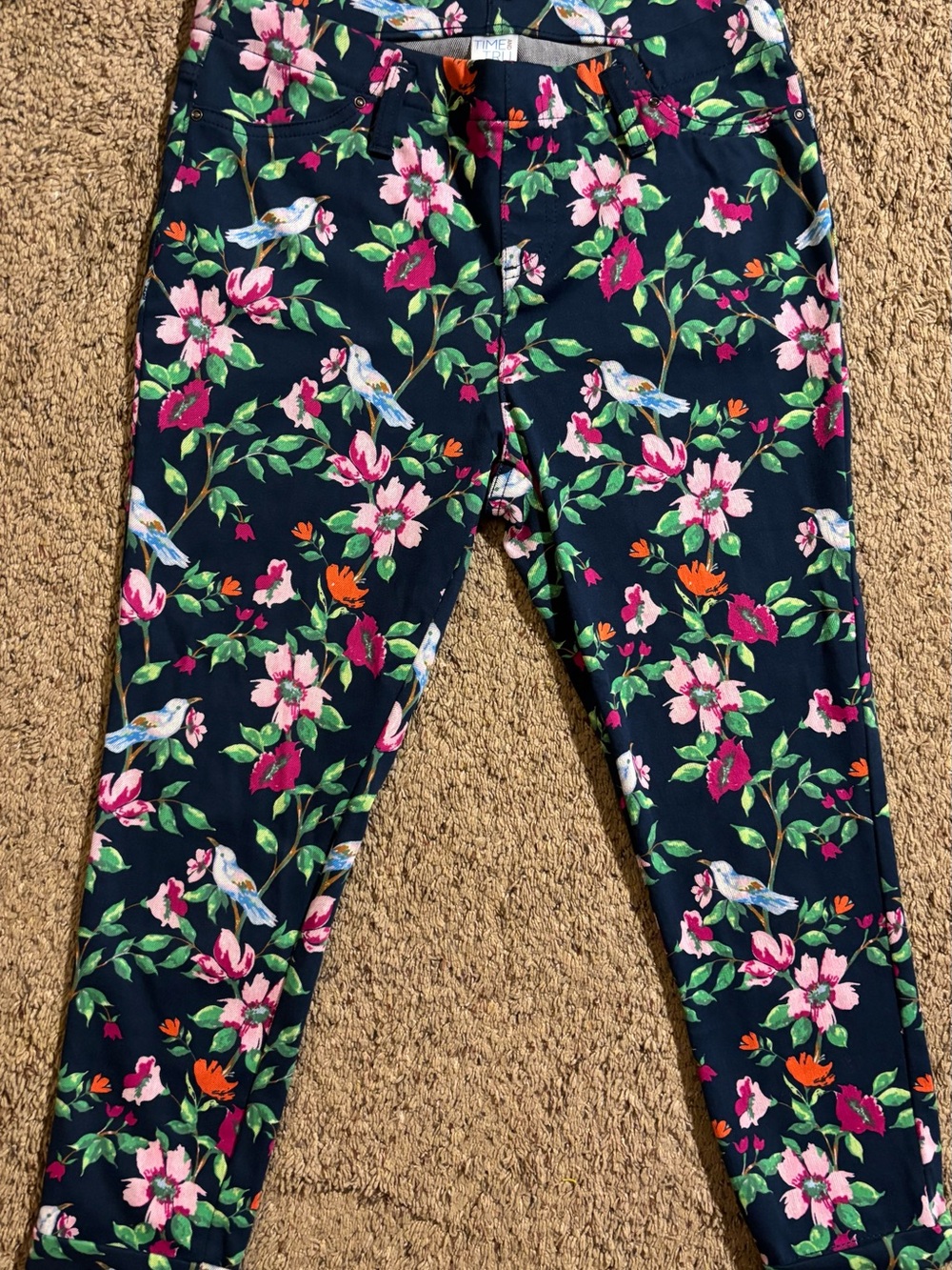 Navy Floral & Bird Print Women’s Jeggings- Sz 8-10 / Med.
